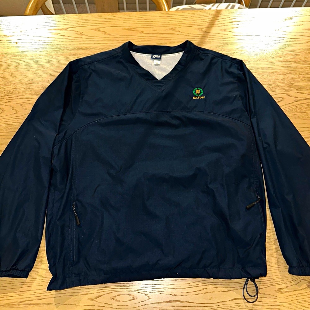 Gear Men XL V-Neck Pullover Jacket Lined Navy Oak Hill CC Embroidered Logo A741